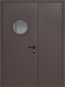 Полуторная дверь ДМП-2(О) с круглым стеклопакетом