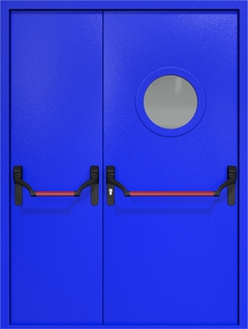Полуторная дверь ДМП-2(О) Антипаника с круглым стеклопакетом