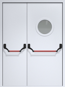 Полуторная дверь ДМП-2(О) Антипаника с круглым стеклопакетом