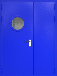 Полуторная дверь ДМП-2(О) с круглым стеклопакетом (ручки «хром»)