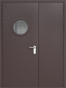 Полуторная дверь ДМП-2(О) с круглым стеклопакетом (ручки «хром»)