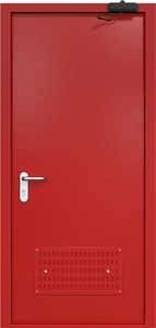 Однопольная дверь ДМП-1 с вентиляционной решеткой и доводчиком (ручки «хром»)