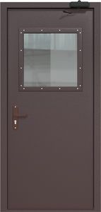 Однопольная дверь ДС-1(О) со стеклопакетом (500х500) и доводчиком
