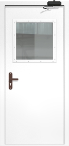 Однопольная дверь ДС-1(О) со стеклопакетом (500х500) и доводчиком