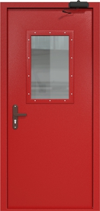 Однопольная дверь ДС-1(О) со стеклопакетом (600х400) и доводчиком