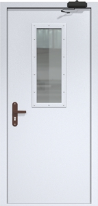 Однопольная дверь ДС-1(О) со стеклопакетом (700х300) и с доводчиком