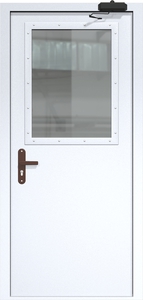 Однопольная дверь ДС-1(О) со стеклопакетом (700х500) и с доводчиком
