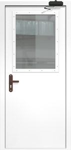 Однопольная дверь ДС-1(О) со стеклопакетом (700х500) и с доводчиком