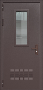Однопольная дверь ДС-1(О) с вентиляционной решеткой и стеклопакетом (700х300)