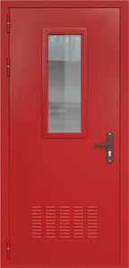 Однопольная дверь ДС-1(О) с вентиляционной решеткой и стеклопакетом (700х300)
