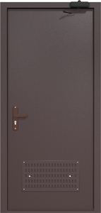 Однопольная глухая дверь ДС-1 с вентиляционной решеткой и доводчиком