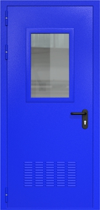 Однопольная дверь ДМП-1(О) с вентиляционной решеткой и стеклопакетом (600х400)