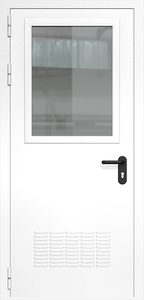 Однопольная дверь ДМП-1(О) с вентиляционной решеткой и стеклопакетом (700х500)