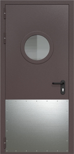 Однопольная дверь ДМП-1(О) с круглым стеклопакетом и отбойником
