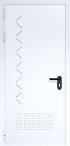 Однопольная дверь ДМП-1 с вентиляционной решеткой и рисунком