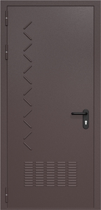 Однопольная дверь ДМП-1 с вентиляционной решеткой и рисунком