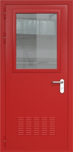Однопольная дверь ДМП-1(О) с вентиляционной решеткой и стеклопакетом (700х500) (ручки «хром»)