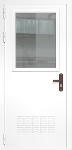 Однопольная дверь ДС-1(О) с вентиляционной решеткой и стеклопакетом (700х500)
