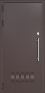Однопольная глухая дверь ДС-1 с вентиляционной решеткой и офисной ручкой