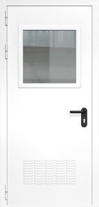 Однопольная дверь ДМП-1(О) с вентиляционной решеткой и стеклопакетом (500х500)