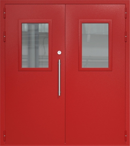 Двупольная дверь ДС-2(О) со стеклопакетами (600х400) и офисной ручкой