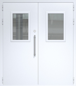 Двупольная дверь ДС-2(О) со стеклопакетами (600х400) и офисной ручкой