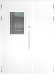 Полуторная дверь ДС-2(О) со стеклопакетом (600х400) и офисной ручкой