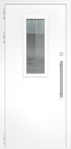 Однопольная дверь ДС-1(О) со стеклопакетом (700х300) и офисной ручкой