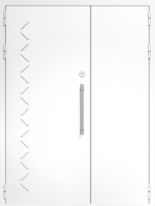 Полуторная глухая дверь ДС-2 с рисунком и офисной ручкой