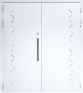 Двупольная глухая дверь ДС-2 с рисунком и офисной ручкой