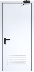 Однопольная дверь ДМП-1 с вентиляционной решеткой и доводчиком