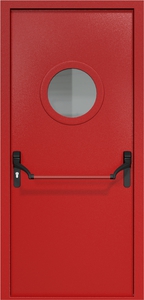 Однопольная дверь ДМП-1(О) Антипаника с круглым стеклопакетом