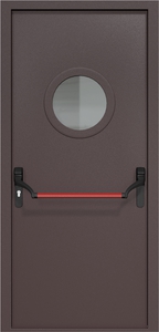 Однопольная дверь ДМП-1(О) Антипаника с круглым стеклопакетом