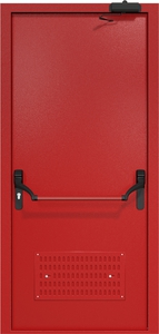 Однопольная дверь ДМП-1 с вентиляционной решеткой, доводчиком и Антипаникой
