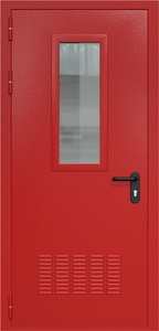 Однопольная дверь ДМП-1(О) с вентиляционной решеткой и стеклопакетом (700х300)