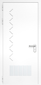 Однопольная дверь ДМП-1 с вентиляционной решеткой и рисунком (ручки «хром»)