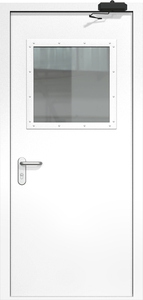Однопольная дверь ДМП-1(О) (500х500) с доводчиком (ручки «хром»)