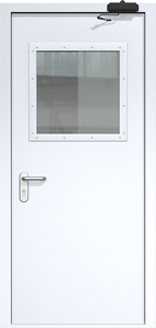 Однопольная дверь ДМП-1(О) (500х500) с доводчиком (ручки «хром»)
