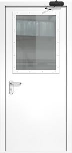 Однопольная дверь ДМП-1(О) (700х500) с доводчиком (ручки «хром»)