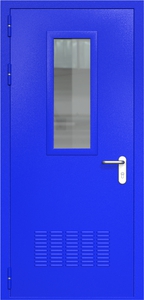 Однопольная дверь ДМП-1(О) с вентиляционной решеткой и стеклопакетом (700х300) (ручки «хром»)