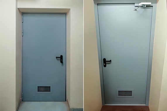 Дверь с вентиляцией, фото с двух сторон