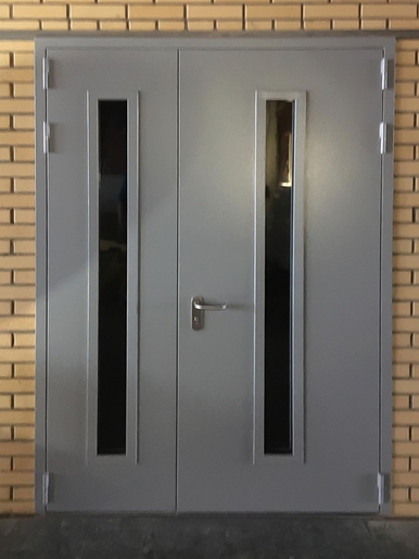 Двустворчатая дверь со стеклами (ул. Ибрагимова, бизнес-центр РТС)