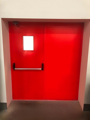 Красная дверь с ручкой push-bar