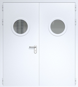Двупольная дверь ДМП-2(О) с круглыми стеклопакетами (ручки «хром»)