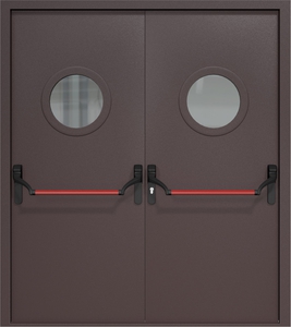 Двупольная дверь ДМП-2(О) Антипаника с круглыми стеклопакетами