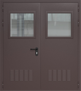 Двупольная дверь ДМП-2(О) с вентиляционными решетками и стеклопакетами (500х500)