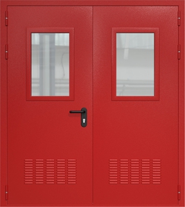 Двупольная дверь ДМП-2(О) с вентиляционными решетками и стеклопакетами (600х400)
