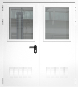 Двупольная дверь ДМП-2(О) с вентиляционными решетками и стеклопакетами (700х500)