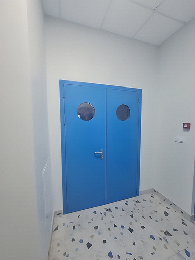 Синяя равнопольная дверь EI 60